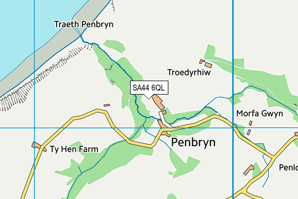 SA44 6QL map - OS VectorMap District (Ordnance Survey)