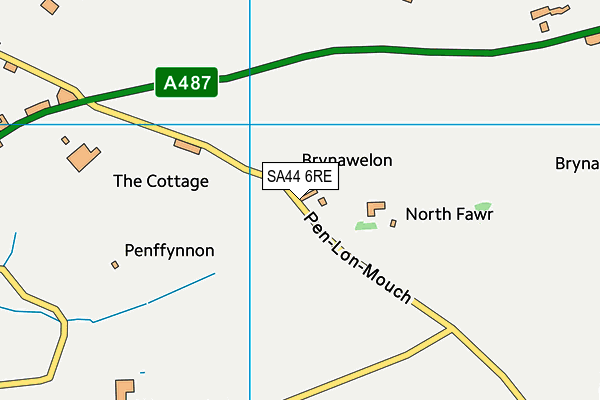 SA44 6RE map - OS VectorMap District (Ordnance Survey)