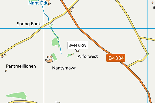 SA44 6RW map - OS VectorMap District (Ordnance Survey)