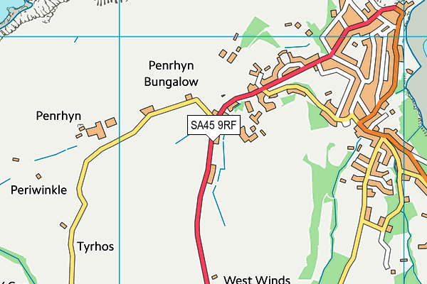 SA45 9RF map - OS VectorMap District (Ordnance Survey)