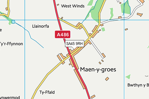 SA45 9RH map - OS VectorMap District (Ordnance Survey)