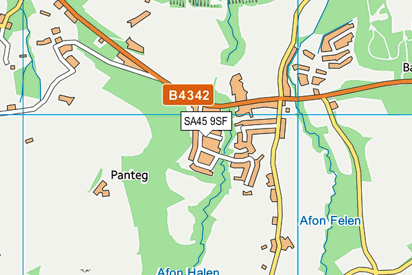 SA45 9SF map - OS VectorMap District (Ordnance Survey)