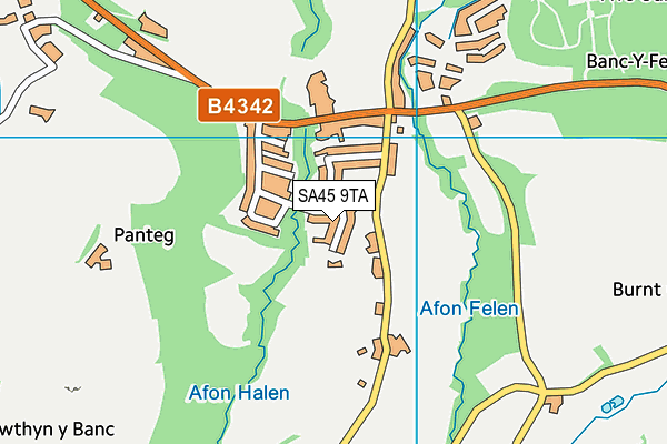 SA45 9TA map - OS VectorMap District (Ordnance Survey)