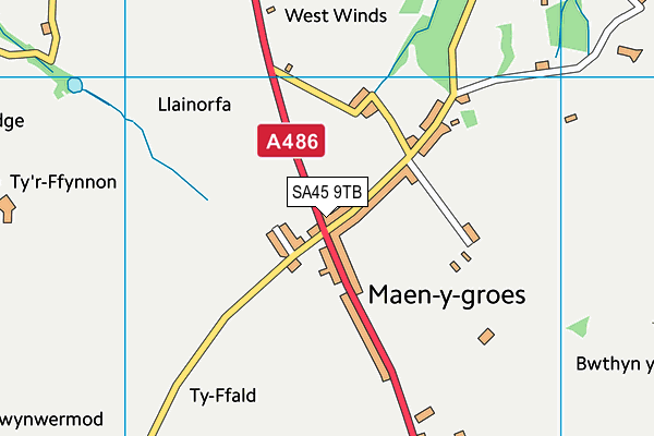 SA45 9TB map - OS VectorMap District (Ordnance Survey)