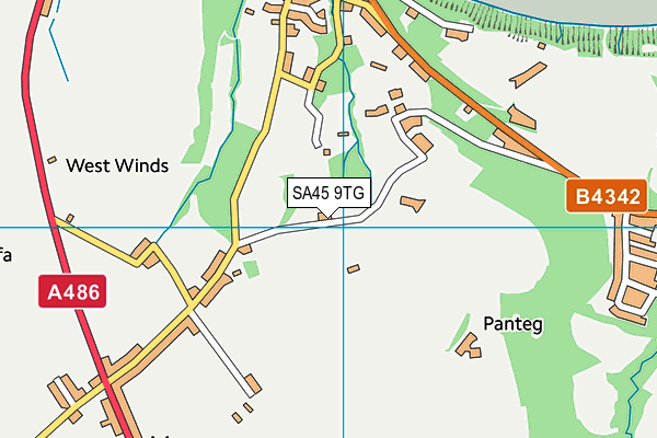 SA45 9TG map - OS VectorMap District (Ordnance Survey)