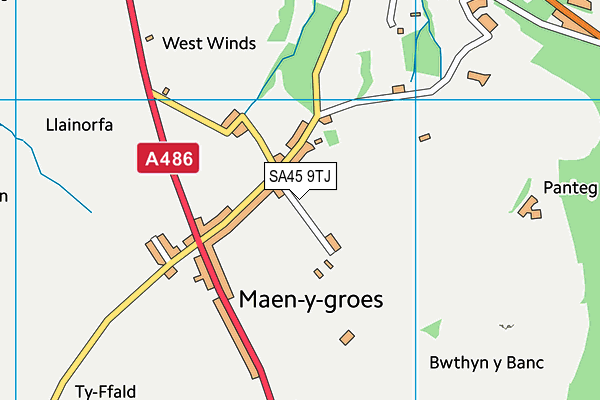 SA45 9TJ map - OS VectorMap District (Ordnance Survey)