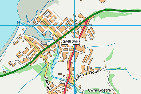 SA46 0AH map - OS VectorMap District (Ordnance Survey)