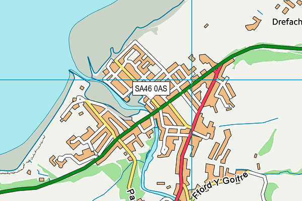 SA46 0AS map - OS VectorMap District (Ordnance Survey)