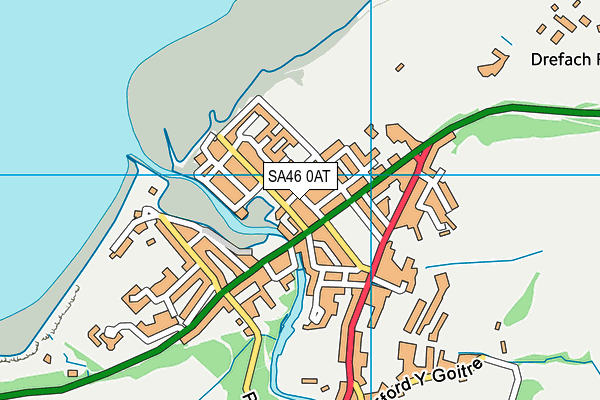 SA46 0AT map - OS VectorMap District (Ordnance Survey)