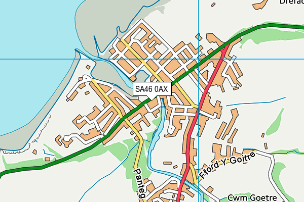 SA46 0AX map - OS VectorMap District (Ordnance Survey)