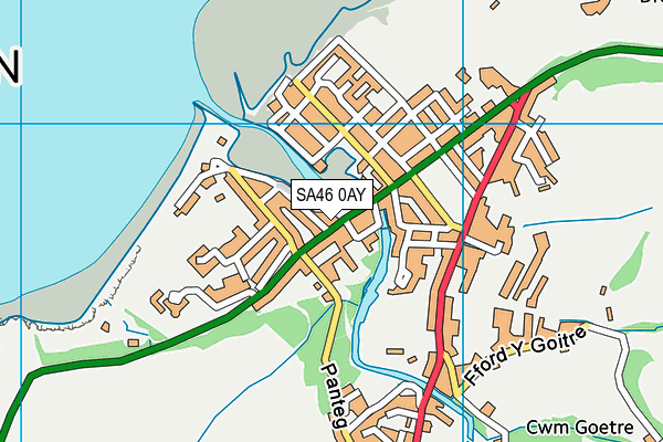 SA46 0AY map - OS VectorMap District (Ordnance Survey)