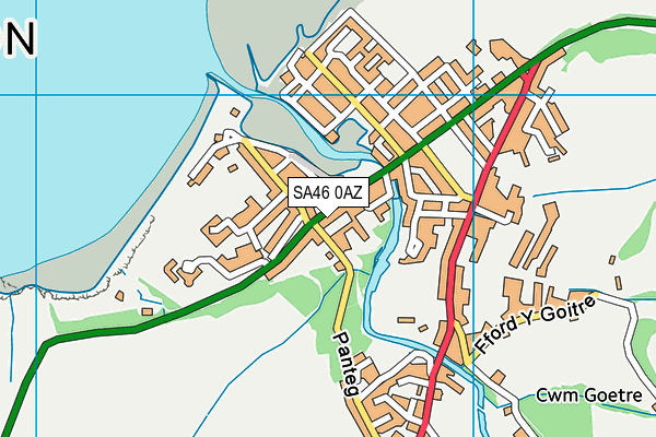 SA46 0AZ map - OS VectorMap District (Ordnance Survey)