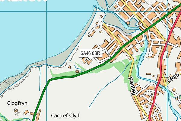 SA46 0BR map - OS VectorMap District (Ordnance Survey)