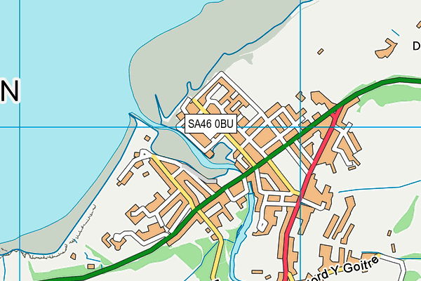 SA46 0BU map - OS VectorMap District (Ordnance Survey)