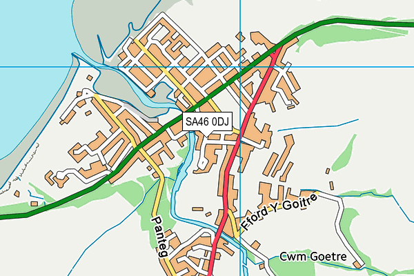 SA46 0DJ map - OS VectorMap District (Ordnance Survey)