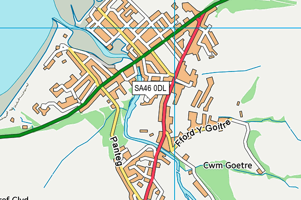 SA46 0DL map - OS VectorMap District (Ordnance Survey)