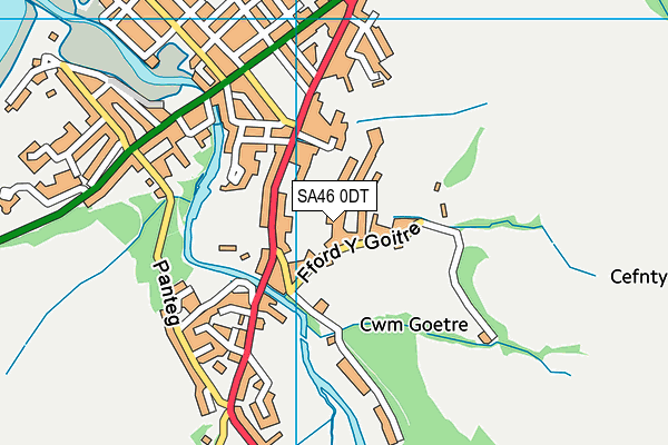 Ysgol Gyfun Aberaeron map (SA46 0DT) - OS VectorMap District (Ordnance Survey)