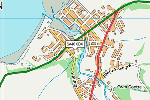 SA46 0DX map - OS VectorMap District (Ordnance Survey)