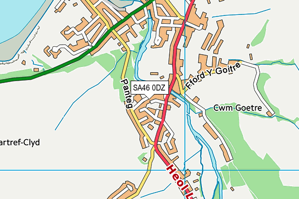 SA46 0DZ map - OS VectorMap District (Ordnance Survey)