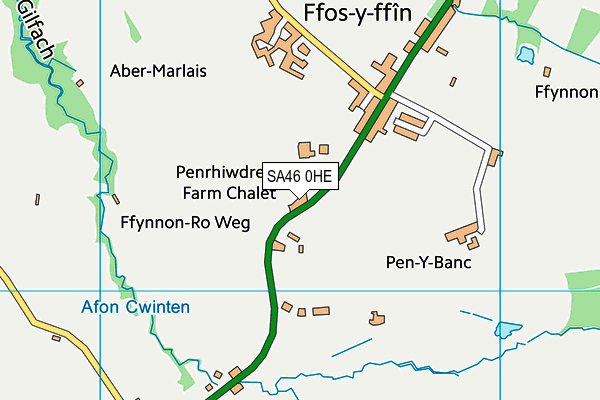 SA46 0HE map - OS VectorMap District (Ordnance Survey)