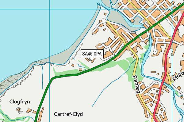 SA46 0PA map - OS VectorMap District (Ordnance Survey)