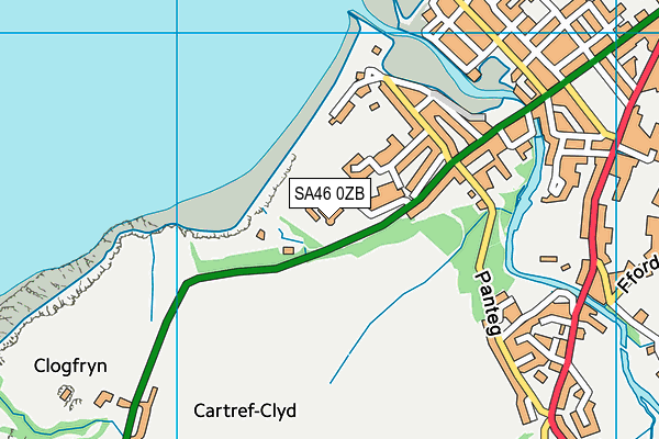 SA46 0ZB map - OS VectorMap District (Ordnance Survey)
