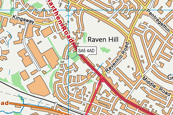 SA5 4AD map - OS VectorMap District (Ordnance Survey)