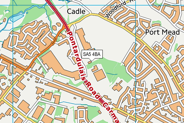 SA5 4BA map - OS VectorMap District (Ordnance Survey)