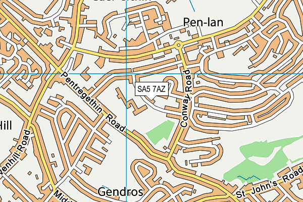 SA5 7AZ map - OS VectorMap District (Ordnance Survey)