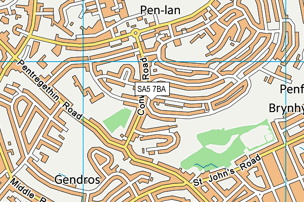 SA5 7BA map - OS VectorMap District (Ordnance Survey)