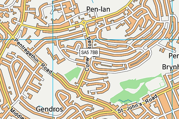 SA5 7BB map - OS VectorMap District (Ordnance Survey)
