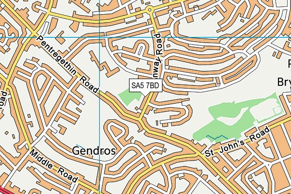 SA5 7BD map - OS VectorMap District (Ordnance Survey)