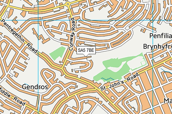 SA5 7BE map - OS VectorMap District (Ordnance Survey)