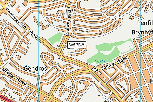 SA5 7BW map - OS VectorMap District (Ordnance Survey)