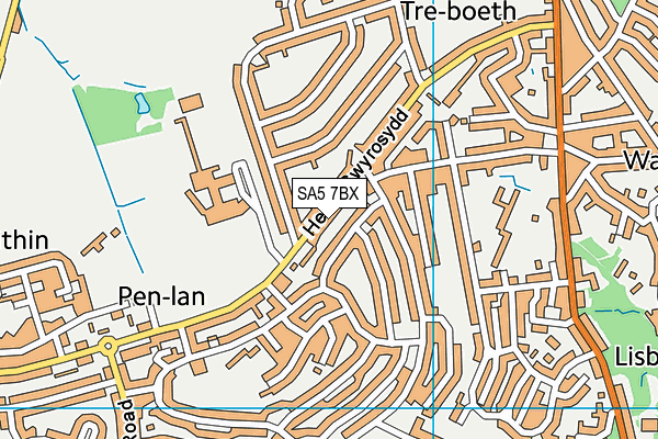 SA5 7BX map - OS VectorMap District (Ordnance Survey)