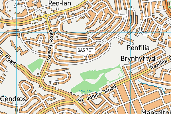 SA5 7ET map - OS VectorMap District (Ordnance Survey)