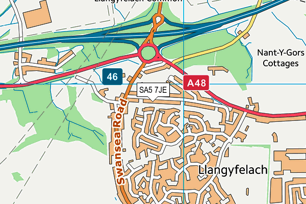 Llangyfelach Primary School map (SA5 7JE) - OS VectorMap District (Ordnance Survey)