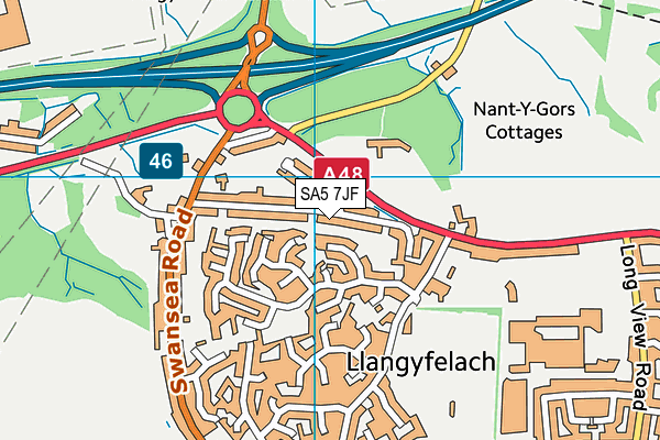 SA5 7JF map - OS VectorMap District (Ordnance Survey)