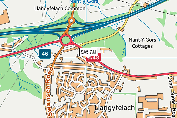 SA5 7JJ map - OS VectorMap District (Ordnance Survey)