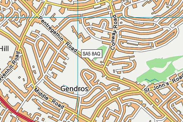 SA5 8AQ map - OS VectorMap District (Ordnance Survey)