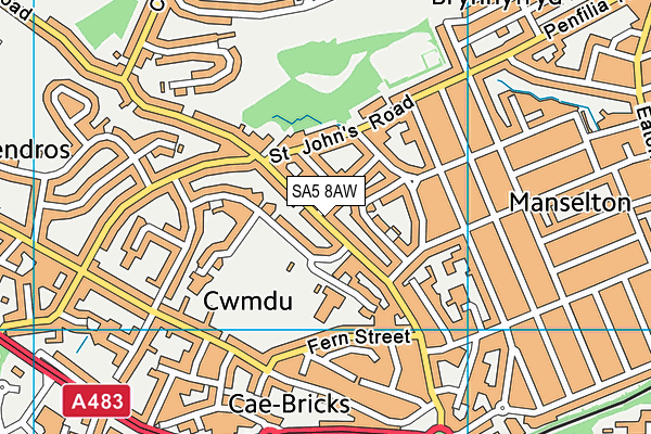 SA5 8AW map - OS VectorMap District (Ordnance Survey)