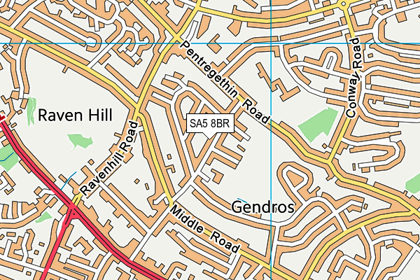 SA5 8BR map - OS VectorMap District (Ordnance Survey)