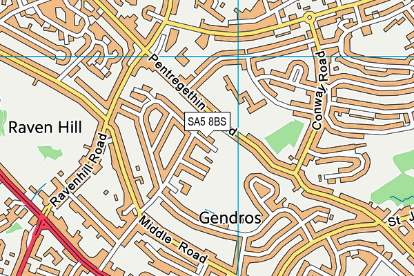 SA5 8BS map - OS VectorMap District (Ordnance Survey)