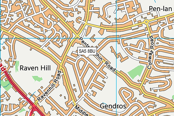 SA5 8BU map - OS VectorMap District (Ordnance Survey)