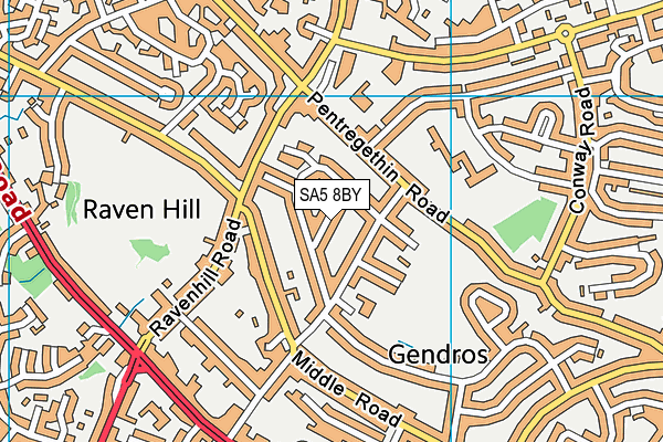 SA5 8BY map - OS VectorMap District (Ordnance Survey)