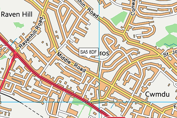 SA5 8DF map - OS VectorMap District (Ordnance Survey)