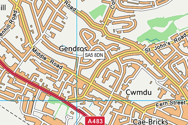 SA5 8DN map - OS VectorMap District (Ordnance Survey)