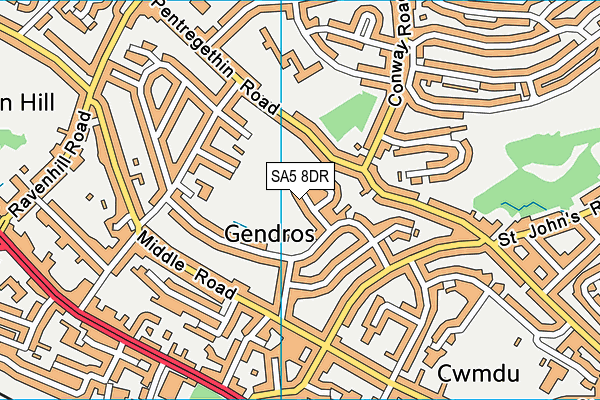 SA5 8DR map - OS VectorMap District (Ordnance Survey)