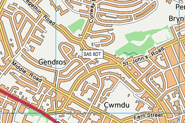 SA5 8DT map - OS VectorMap District (Ordnance Survey)