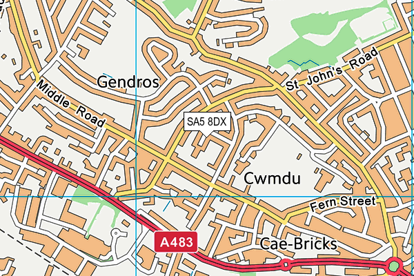 SA5 8DX map - OS VectorMap District (Ordnance Survey)